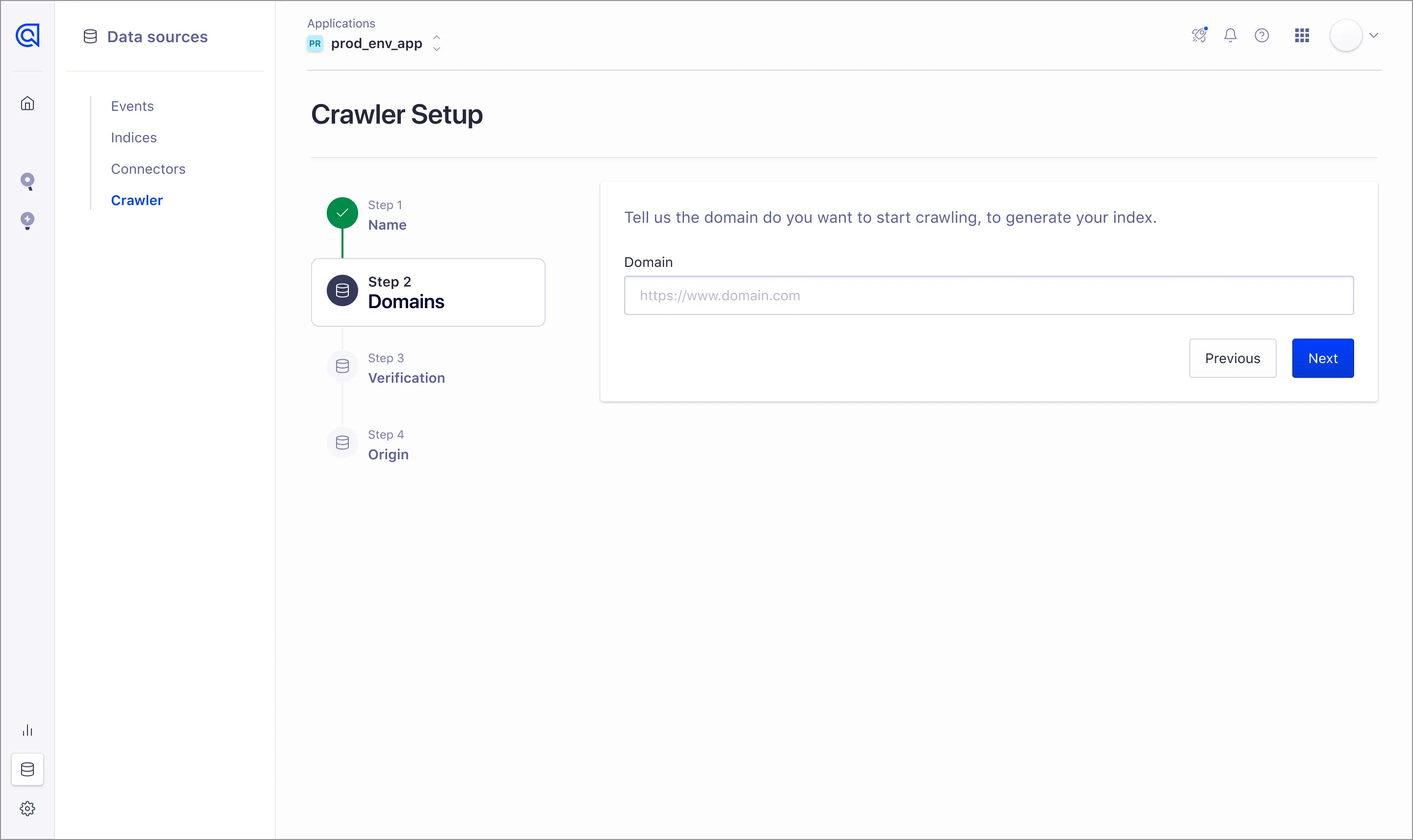 Crawler domain authentication onboarding step 2