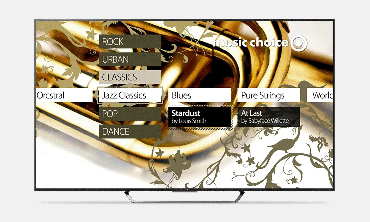 Music Choice digital television interface brand design