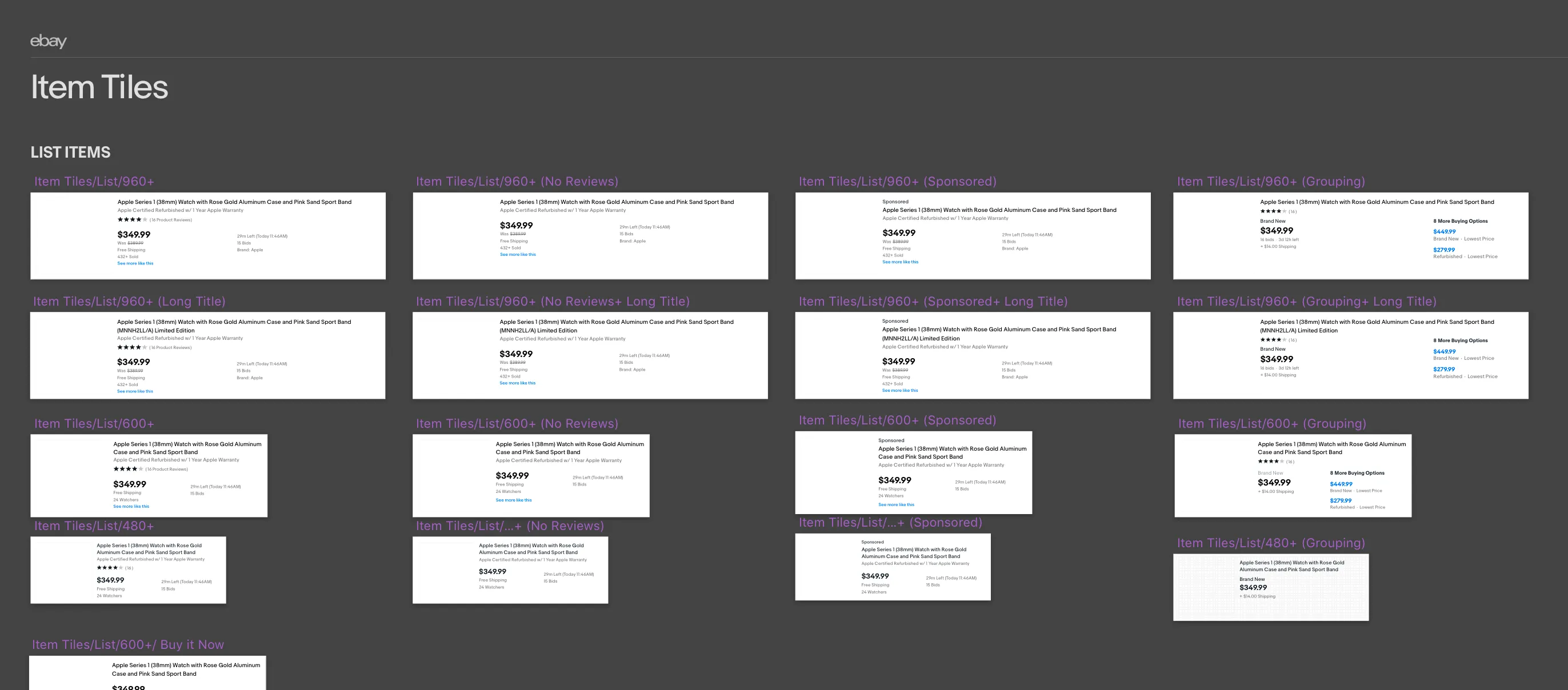eBay item tile sketch symbols from the design pattern library