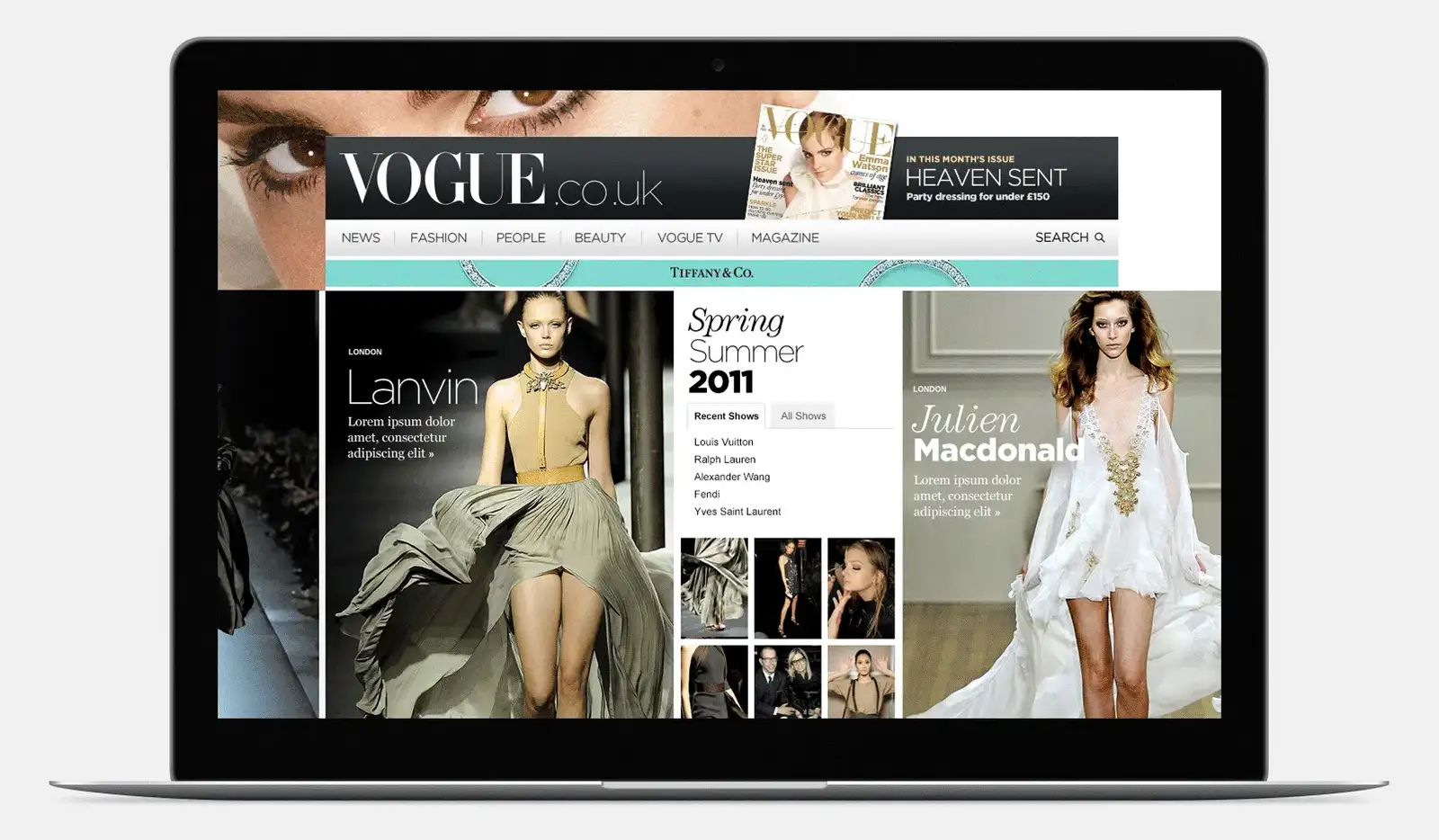 Vogue.com redesigned homepage featuring large editorial imagery